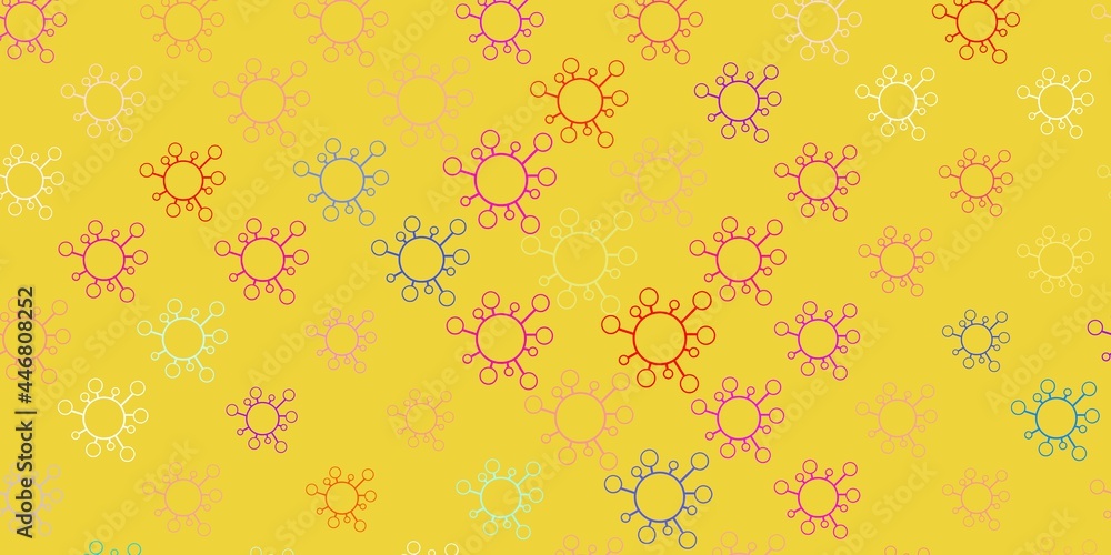 Dark blue, yellow vector template with flu signs. Dark blue, yellow vector template with flu signs.