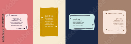 Vector minimalist posters set. Quote frames set. Isolated textbox. Text in brackets. Speech bubbles. Color doodle hand drawn background. Design elements for poster, book cover, brochure, magazine