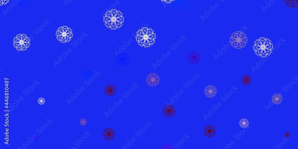 Light blue, red vector doodle texture with flowers. Light blue, red vector doodle texture with flowers.