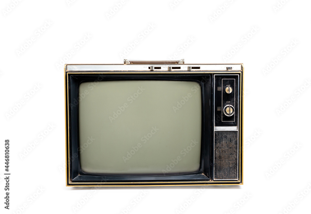Old-fashioned retro TV with blank screen isolated on white background. clipping path Old-fashioned retro TV with blank screen isolated on white background. clipping path
