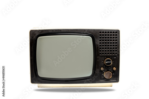 Old-fashioned retro TV with blank screen isolated on white background. clipping path