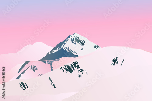 Snow Covered The Mountains In Winter