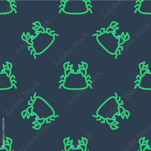Line Crab icon isolated seamless pattern on blue background. Vector