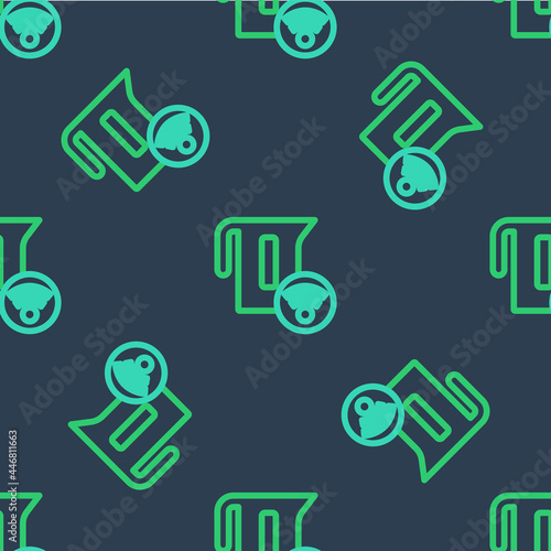 Line Smart electric kettle system icon isolated seamless pattern on blue background. Teapot icon. Internet of things concept with wireless connection. Vector