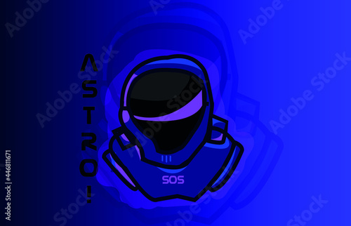 Astronauta mascot logo z napisem ASTRO!