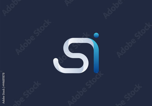 Letter Si 3D Logo Template Vector. S monogram logo vector. S symbol vector.
