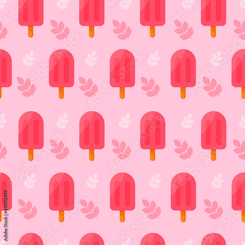 This is a seamless pattern texture of ice cream on a pink background. Vector wrapping paper.
