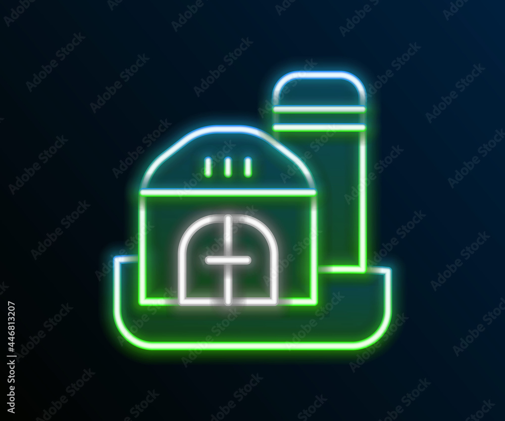 Glowing neon line Farm house icon isolated on black background. Colorful outline concept. Vector Glowing neon line Farm house icon isolated on black background. Colorful outline concept. Vector