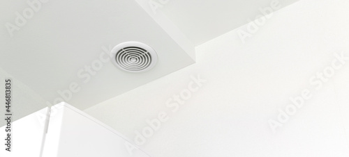 Banner air ventilation in modern home house interior on the roof, ndustrial contruction design photo