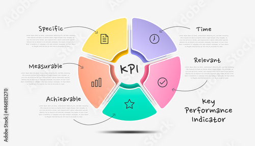 Infographic kpi key performance indicator. Colorful modern timeline infographic template.