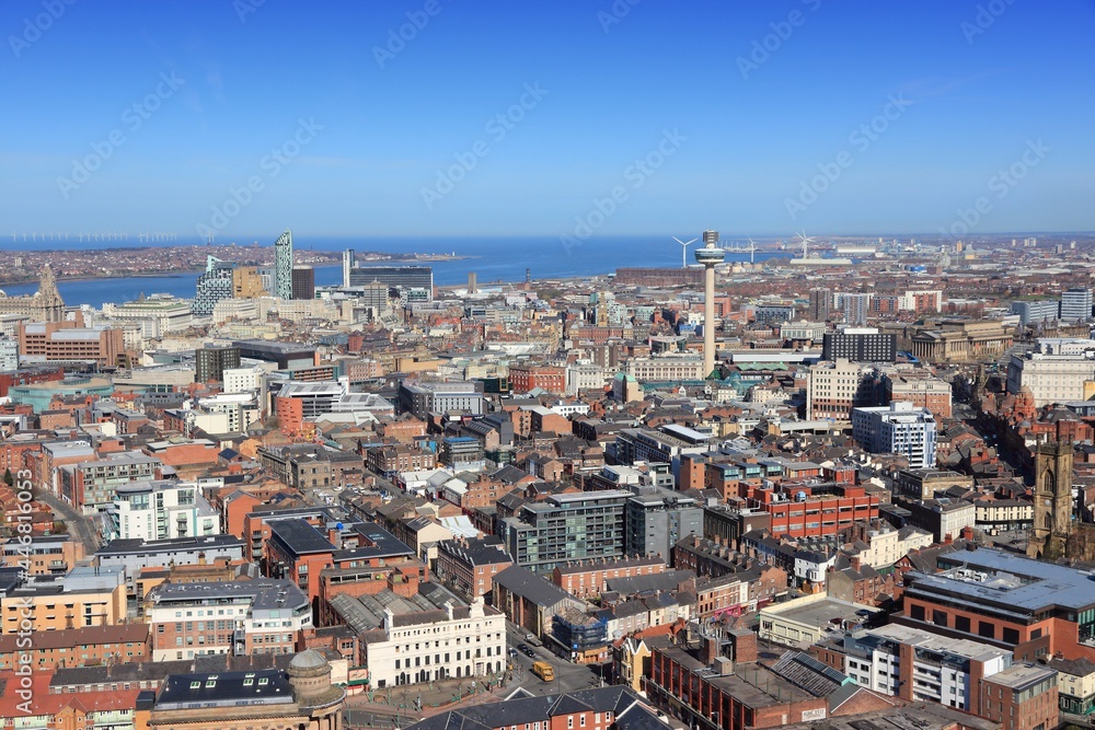 Liverpool city aerial view