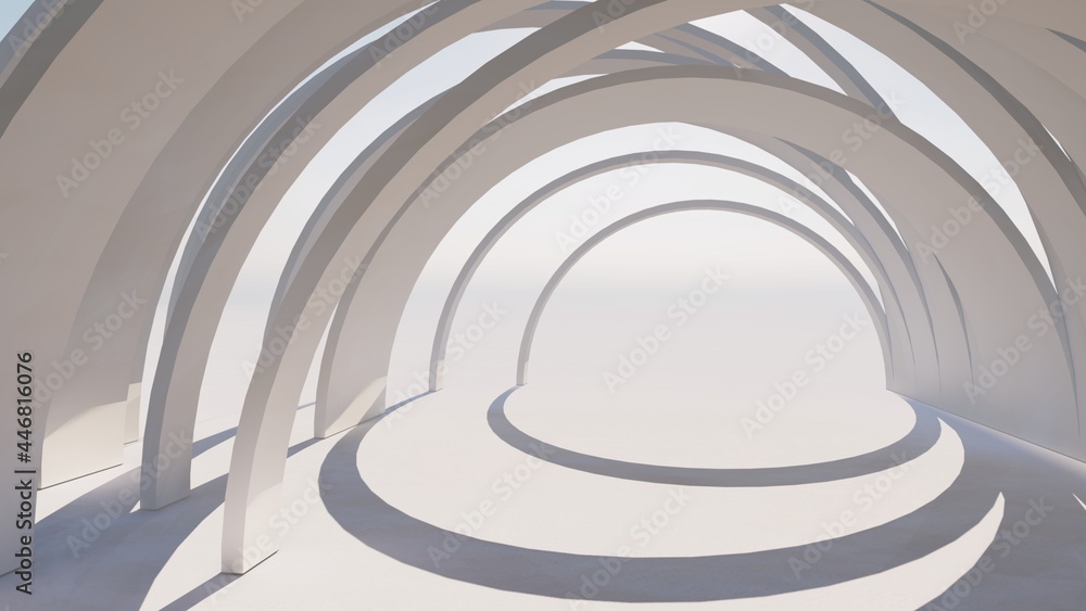 Obraz premium Abstract gray architecture background arched interior 3d render