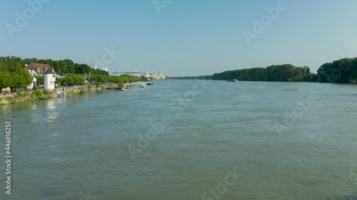 Wallpaper Mural under the bridge through Rhine river bridge and historic Nibelungenturm tower Torontodigital.ca