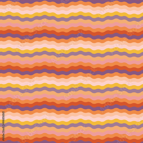 Abstract seamless pattern of pink, orange and purple horizontal waves