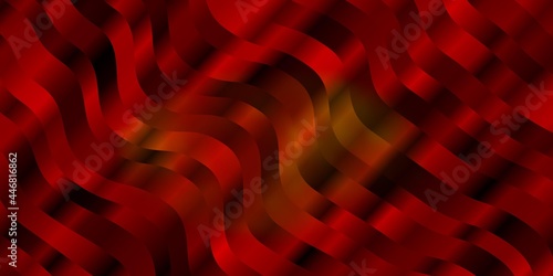 Dark Orange vector pattern with curved lines.