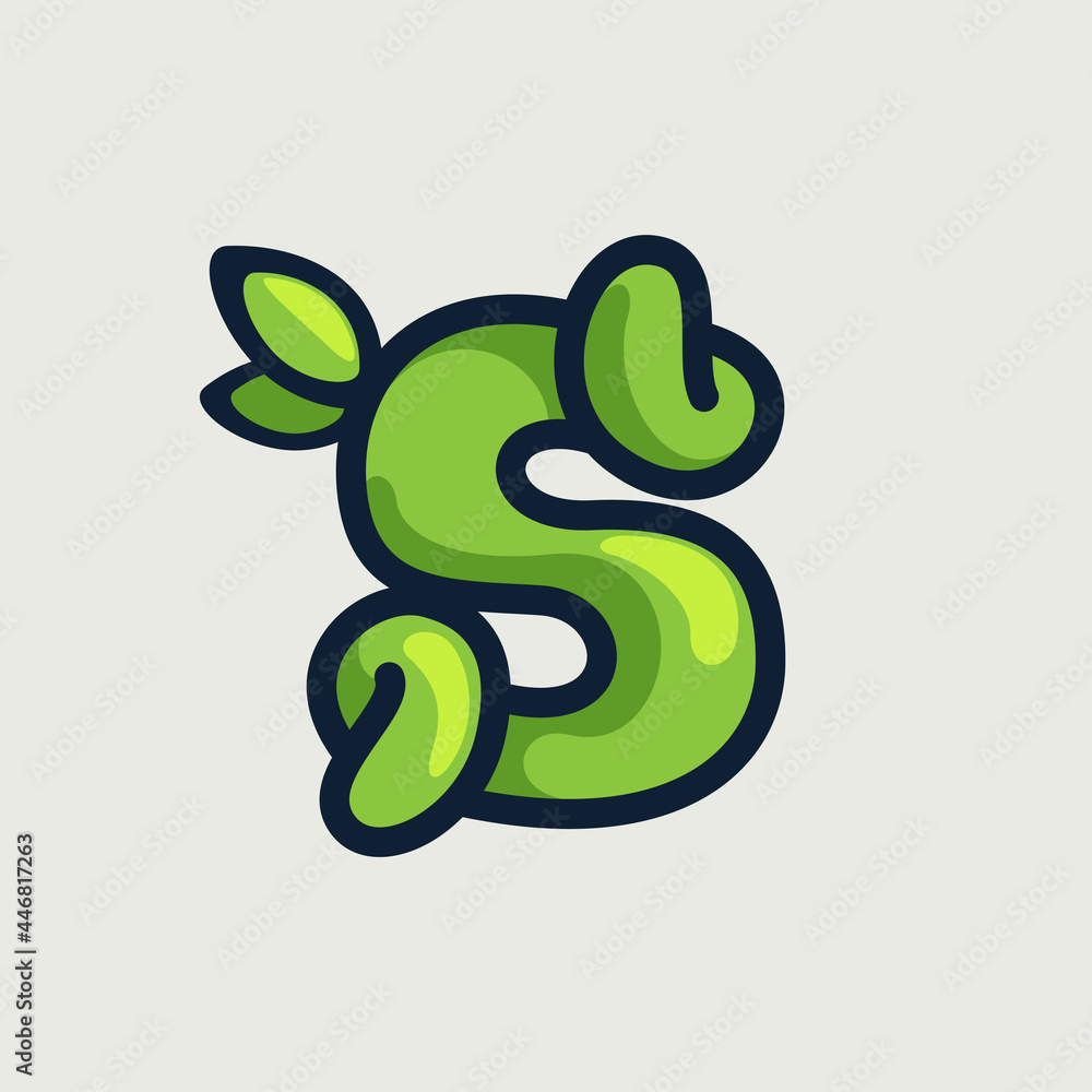 Bold twisted eco-friendly letter S logo, hand-drawn by a marker. Bold twisted eco-friendly letter S logo, hand-drawn by a marker.