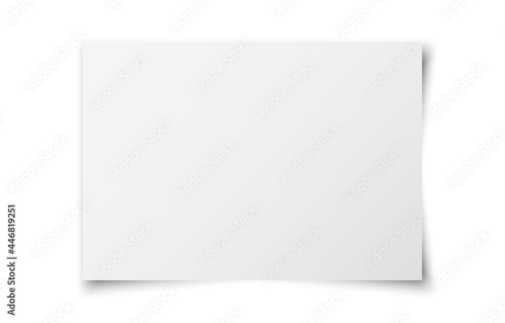 White realistic horizontal blank paper page with shadow isolated on white background. A4 size sheet paper. Mockup template for advertising, document, poster, brochure. Vector illustration White realistic horizontal blank paper page with shadow isolated on white background. A4 size sheet paper. Mockup template for advertising, document, poster, brochure. Vector illustration