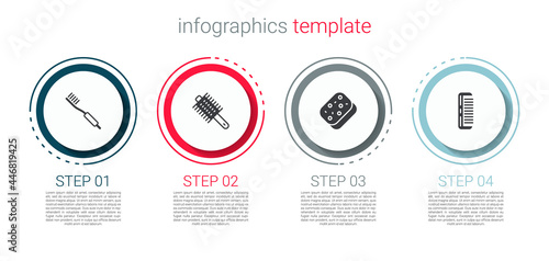 Set Toothbrush, Hairbrush, Sponge and . Business infographic template. Vector