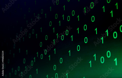 binary code background.Binary code.Binary code loop.Data.Hackers.Cyberattack.Computer science.Data storage.Image shows piece of data represented in binary code.Encoding. photo