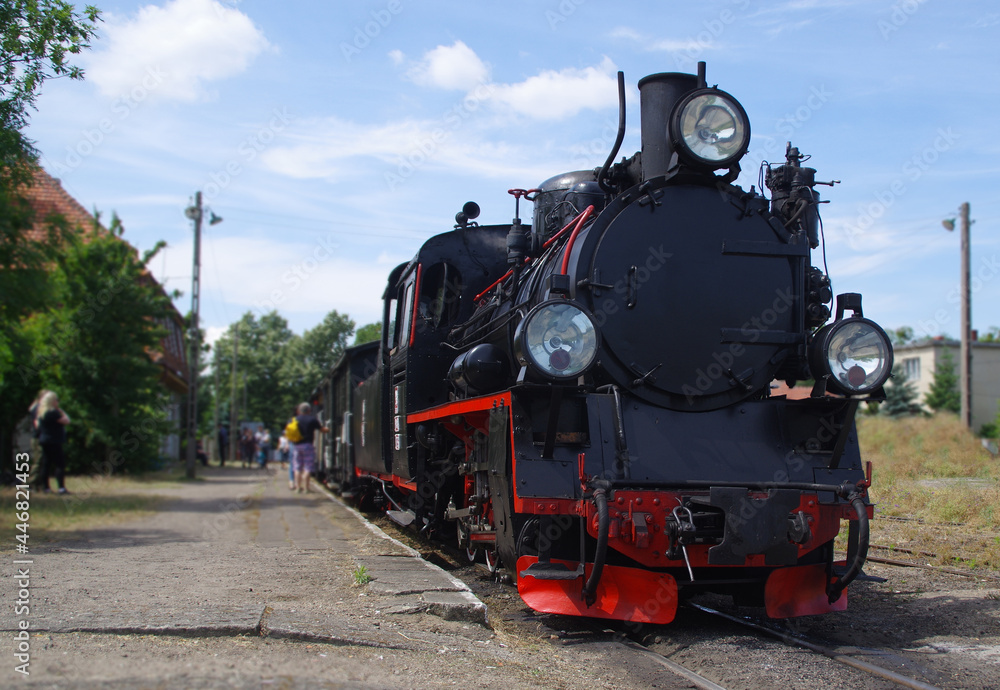 Fototapeta premium Steam locomotive on the track