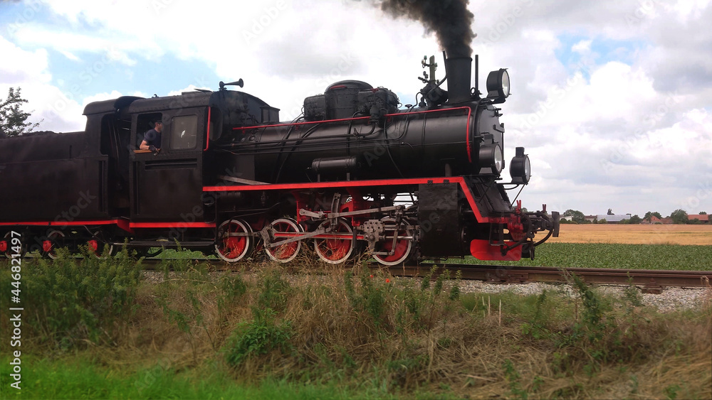 Fototapeta premium Steam locomotive on the track