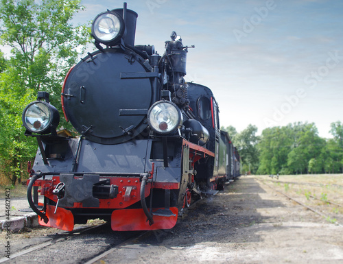 Steam locomotive on the track