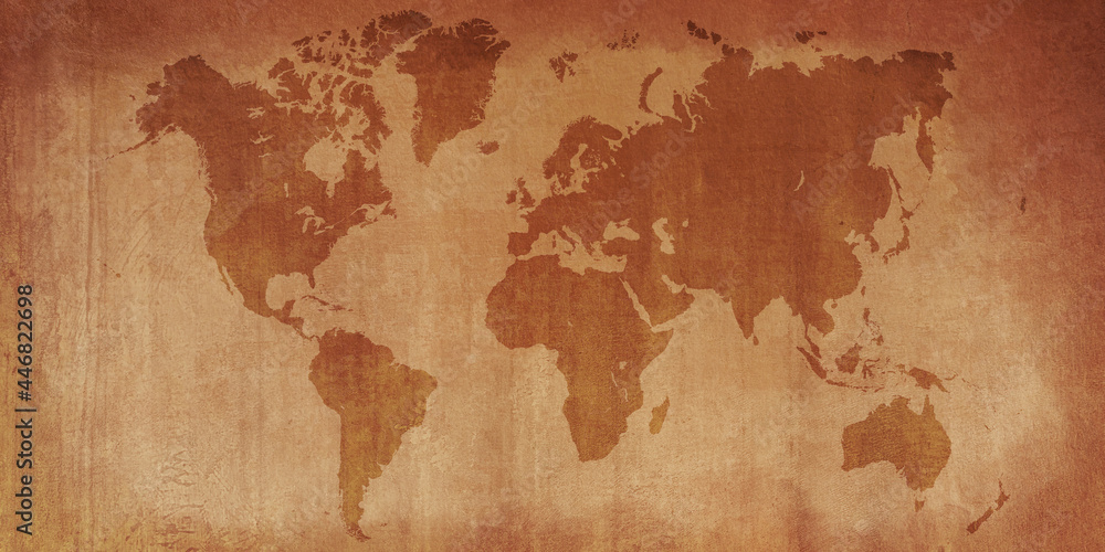 Old vintage paper world map with texture background 