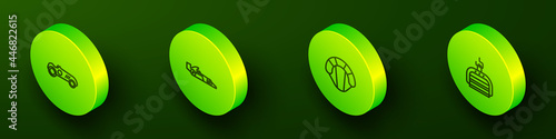 Set Isometric line Vintage sport racing car, Formula 1, Parachute and Ski lift icon. Vector