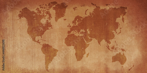 Old vintage paper world map with texture background 