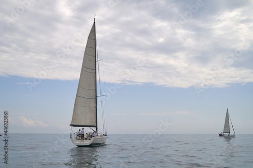 sailing yacht regatta. Sailing yachts are competing. Cruising sailing yachts.
