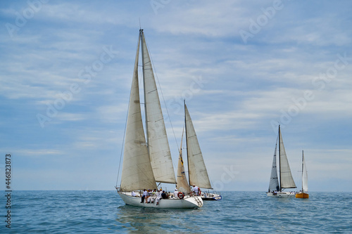sailing yacht regatta. Sailing yachts are competing. Cruising sailing yachts. © Alexey Lesik