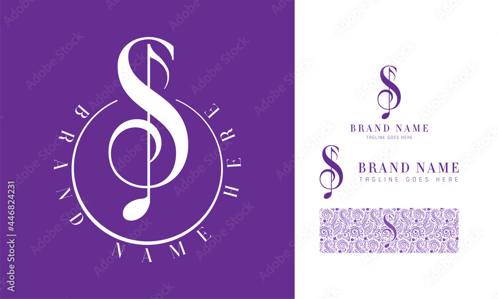 Luxury feminine and music style alphabet logo using letter S with variation and floral pattern for boutique, rhythm, decoration business Luxury feminine and music style alphabet logo using letter S with variation and floral pattern for boutique, rhythm, decoration business