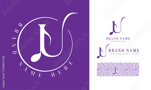 Luxury feminine and music style alphabet logo using letter U with variation and floral pattern for boutique, rhythm, decoration business