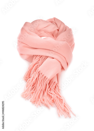 Warm scarf isolated on white. Stylish accessory photo