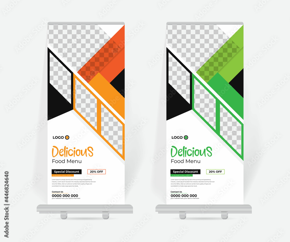 Food and Restaurant roll up banner design template, Modern X stand banner for restaurant Business Food and Restaurant roll up banner design template, Modern X stand banner for restaurant Business