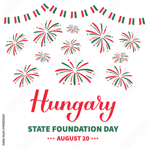 Hungary State Foundation Day typography poster. Hungarian holiday celebrate on August 20. Easy to edit vector template for banner, flyer, sticker, greeting card, postcard
