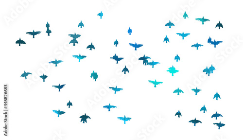 A flock of blue birds. Vector illustration © Мария Неноглядова