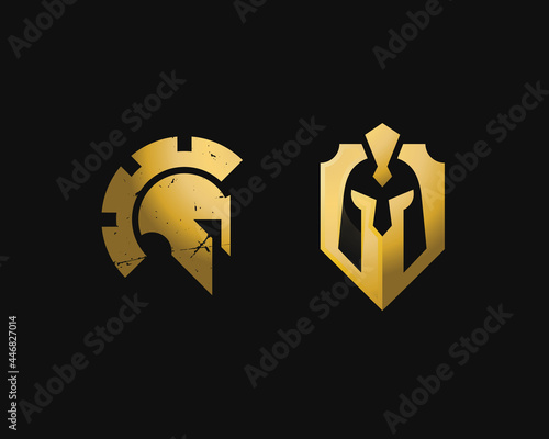 Golden Spartan Helmet Vector Design. Golden spartan logo. Spartan logo for sale. 