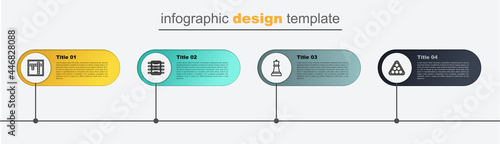 Set line Billiard balls in triangle, Chess, Hockey table and Bingo. Business infographic template. Vector