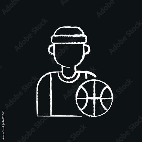 Basketball player chalk icon. Basketball. Vector black illustration