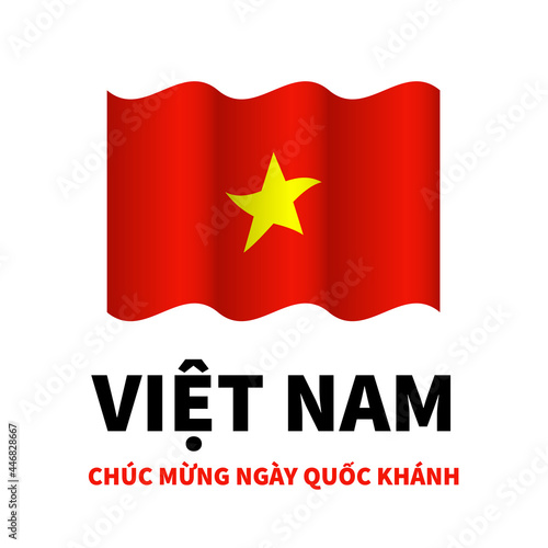 Vietnam Independence Day lettering in Vietnamese with flag. National holiday celebrated on September 2. Vector template for typography poster, banner, greeting card, flyer