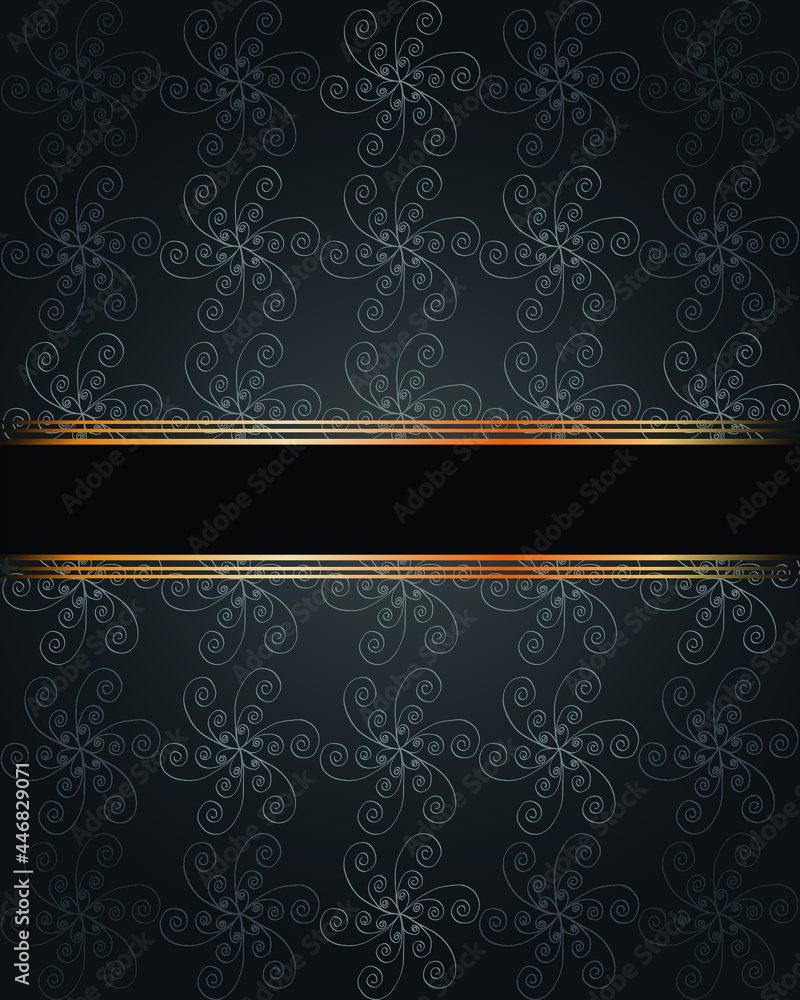 Elegant seamless wallpaper with golden fine decoration and place for your text. 