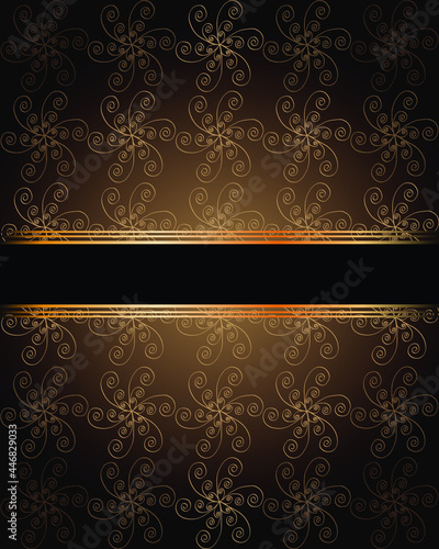 Elegant seamless wallpaper with golden fine decoration and place for your text. 