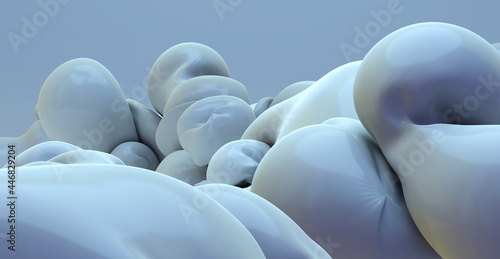 blasen oder ballone, aufgeblasen und schwebend, close -up, 3d rendering, simple & clean, panorama, hintergrund & banner