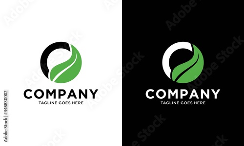 Circular Initial Letter O with Leaf for Organic Fresh Natural Food logo design