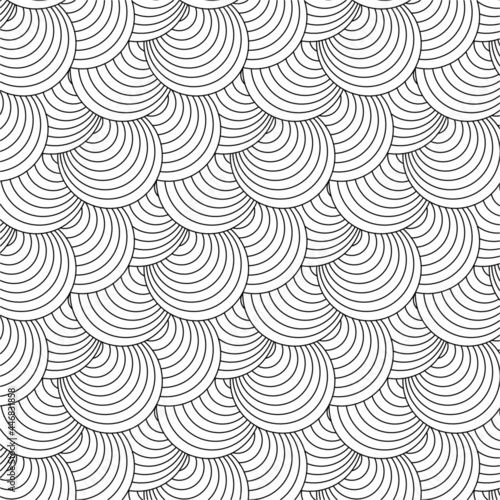 Background pattern seamless sea shell abstract wave background stripe black and white line. Geometric line vector. Luxury create background design. Japanese Doodle art.