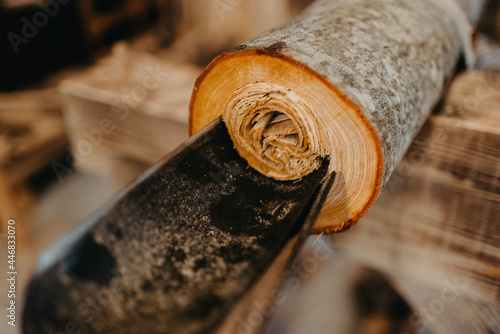 Woodworking process, making wooden pipe, didgeridoo 