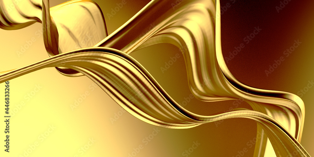 Fototapeta premium Golden abstract wavy liquid background