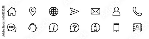 Contact us icon set. Web icon set. Website set icon vector	