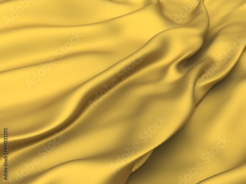 Golden fabric silk background.  Yellow satin wavy texture © VERSUSstudio